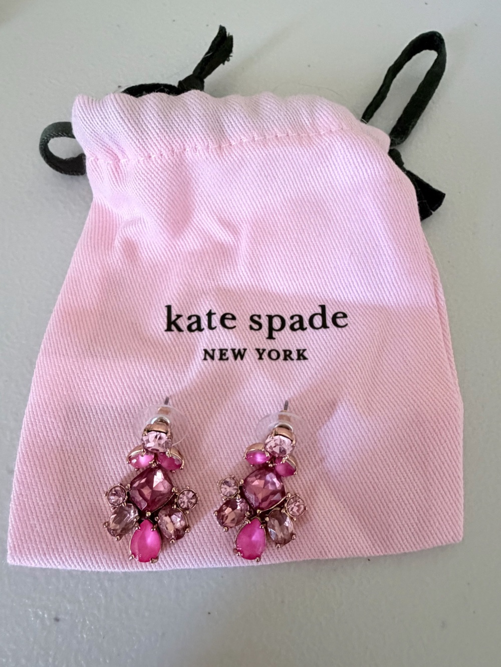 kate spade New York Pink Crystal Drop Earrings